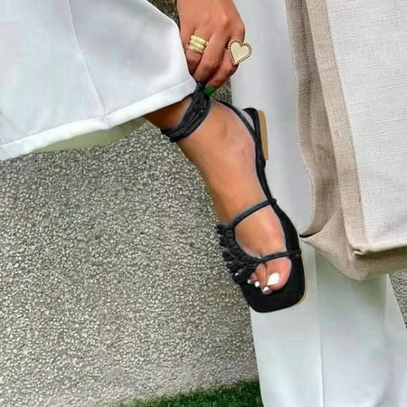 uikmnh Women Shoes Ladies Fashion Solid Color Leather Flat Woven Ankle Strap Roman Sandals Black 8.5
uikmnh Women Shoes Ladies Fashion Solid Color Leather Flat Woven Ankle Strap Roman Sandals Black 8.5
