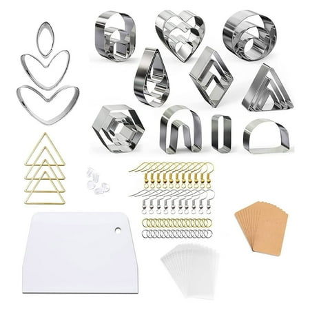 TIERPOP 27 Pcs Polymer Clay Cutters Geometric Shape Stainless Steel Cutters Clay Earring Cutters with Earring Cards and Hooks Earplugs Ear Hooks for Polymer Clay Jewelry Pendant Making Tools
TIERPOP 27 Pcs Polymer Clay Cutters Geometric Shape Stainless Steel Cutters Clay Earring Cutters with Earring Cards and Hooks Earplugs Ear Hooks for Polymer Clay Jewelry Pendant Making Tools