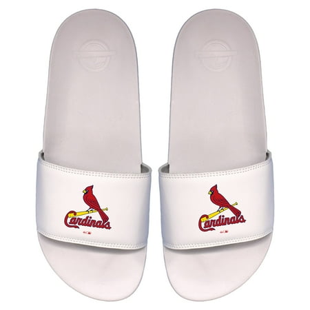 Men s ISlide White St. Louis Cardinals Primary Logo Motto Slide Sandals