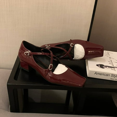 Women‘s Square Toe Cross Strap Mary Jane Chunky Heel PU Leather Heart Metal Buckle Shoes Women‘s Footwear
Women‘s Square Toe Cross Strap Mary Jane Chunky Heel PU Leather Heart Metal Buckle Shoes Women‘s Footwear