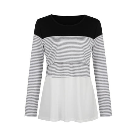 Pregnant Women s Spring and Autumn Long Sleeve Breastfeeding Clothes Fashionable Patchwork Stripe Round Neck T-shirt Casual Loose Maternity Nursing Top
Pregnant Women s Spring and Autumn Long Sleeve Breastfeeding Clothes Fashionable Patchwork Stripe Round Neck T-shirt Casual Loose Maternity Nursing Top