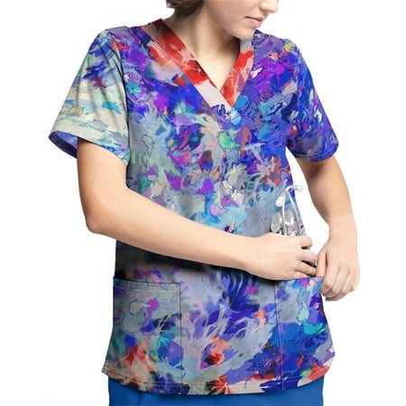 QWANG 2023 Plus Size Printed Scrub Working Uniform Tops For Women V-Neck Short Sleeve T-Shirts Workwear Tee With Pockets
QWANG 2023 Plus Size Printed Scrub Working Uniform Tops For Women V-Neck Short Sleeve T-Shirts Workwear Tee With Pockets