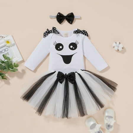 Gyratedream 4PCS Newborn Baby Girl Ghost Bow Halloween Long Sleeve Romper Tutu Skirt Outfits Clothes
Gyratedream 4PCS Newborn Baby Girl Ghost Bow Halloween Long Sleeve Romper Tutu Skirt Outfits Clothes