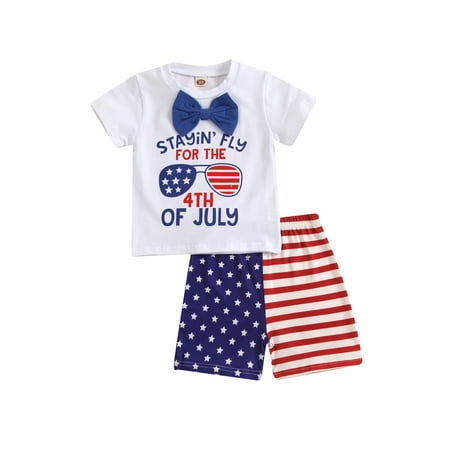 RSRZRCJ Toddler Baby Boy 4th of July Outfit Short Sleeve Letter Print T-Shirt Top with Bow Tie+Stars and Stripes Shorts 2Pcs Clothes Set
RSRZRCJ Toddler Baby Boy 4th of July Outfit Short Sleeve Letter Print T-Shirt Top with Bow Tie+Stars and Stripes Shorts 2Pcs Clothes Set