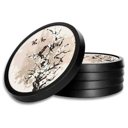 Silicone Non-Slip Drink Coasters with Removable Printed Absorbent Felt Pad - Set of 4 - Cherry Blossoms and Butterflies
Silicone Non-Slip Drink Coasters with Removable Printed Absorbent Felt Pad - Set of 4 - Cherry Blossoms and Butterflies