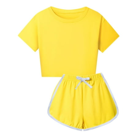 JAHH Children s Summer Short Sleeved Shorts Set Solid Color 8 Color Leisure Suit Sports Suit Cycling Play Sports Suit for Girls Clothing Set Top and Half Pants 2 Piece Outfits (5-6 Years Yellow)
JAHH Children s Summer Short Sleeved Shorts Set Solid Color 8 Color Leisure Suit Sports Suit Cycling Play Sports Suit for Girls Clothing Set Top and Half Pants 2 Piece Outfits (5-6 Years Yellow)
