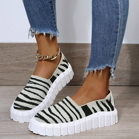 

Women s Casual And Comfortable Thick Soled Striped Footwear Breathable Single Shoes