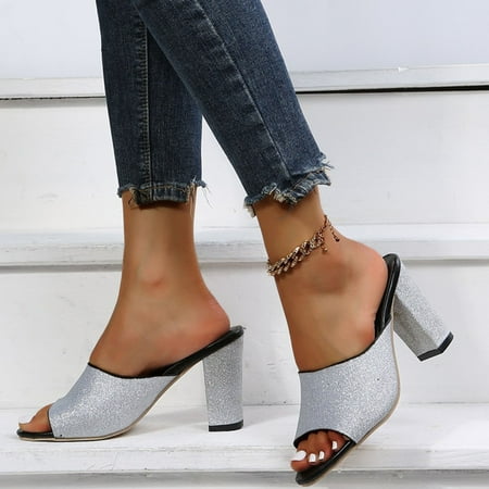 Kukoosong Flat Sandals Women Flip Flops for Women Coarse Heel High Heel Slippers for Women Straight Line Sequins Fish Mouth Sandals for Women Silver Size 38
Kukoosong Flat Sandals Women Flip Flops for Women Coarse Heel High Heel Slippers for Women Straight Line Sequins Fish Mouth Sandals for Women Silver Size 38