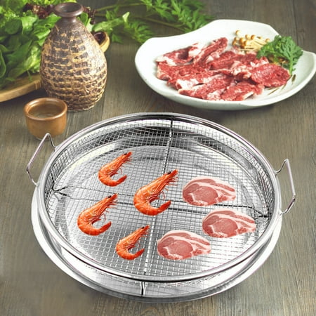 Nhthy Non-Stick Stainless Steel Fryer Basket for Oven Perforated Fryer Tray Set for Healthy Cooking Oven Baking Sheet with Oil Catching Design. Silver
Nhthy Non-Stick Stainless Steel Fryer Basket for Oven Perforated Fryer Tray Set for Healthy Cooking Oven Baking Sheet with Oil Catching Design. Silver