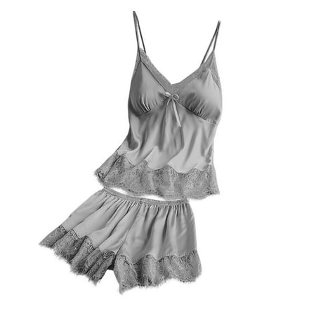 wendunide underwear women Women V-Neck Eyelash Silk Lace y Stain Camisole Pajamas Bowknot Shorts Set Grey XL
wendunide underwear women Women V-Neck Eyelash Silk Lace y Stain Camisole Pajamas Bowknot Shorts Set Grey XL