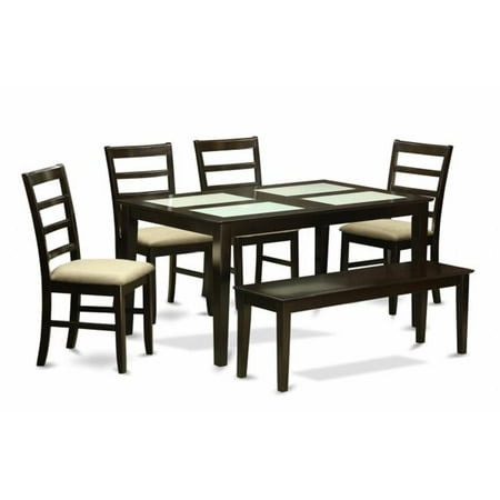6 Piece Dining Set With Benchglass Top Dining Table and 4 Dining Chairs and Bench