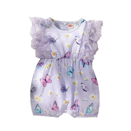 Canrulo Newborn Baby Girls Floral Romper Lace Fly Sleeve Jumpsuit Bodysuit Summer Outfits Purple 12-18 Months
Canrulo Newborn Baby Girls Floral Romper Lace Fly Sleeve Jumpsuit Bodysuit Summer Outfits Purple 12-18 Months