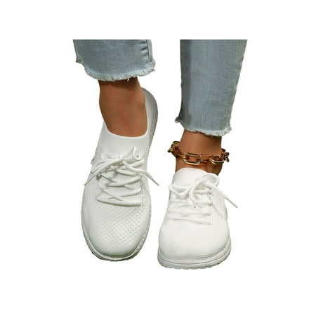 Welliumy Womens Casual Shoes Knit Upper Walking Shoe Lace Up Sock Sneakers Sports Flats Yoga Lightweight Mesh White 6.5
Welliumy Womens Casual Shoes Knit Upper Walking Shoe Lace Up Sock Sneakers Sports Flats Yoga Lightweight Mesh White 6.5