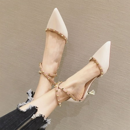 Women‘s Rivet Decor Ankle Cross Strap Mid Heels Solid Color Pointed Toe Buckle Strap Sandals Sexy Pyramid Heels
Women‘s Rivet Decor Ankle Cross Strap Mid Heels Solid Color Pointed Toe Buckle Strap Sandals Sexy Pyramid Heels