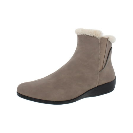 LifeStride Womens Izzy Cozy Faux Leather Faux Fur Ankle Boots
