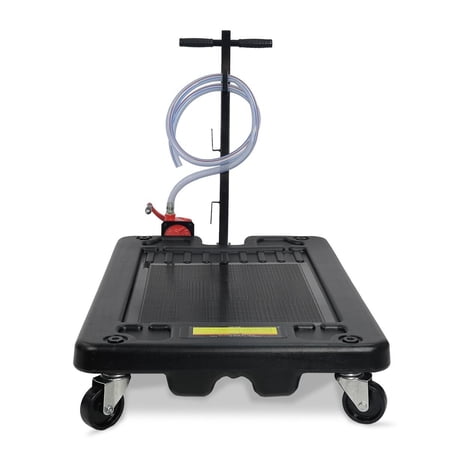 GHP 84" Hose 17-Gallon Capacity Low-Profile Oil Drain Pan with 4" Swivel Casters
