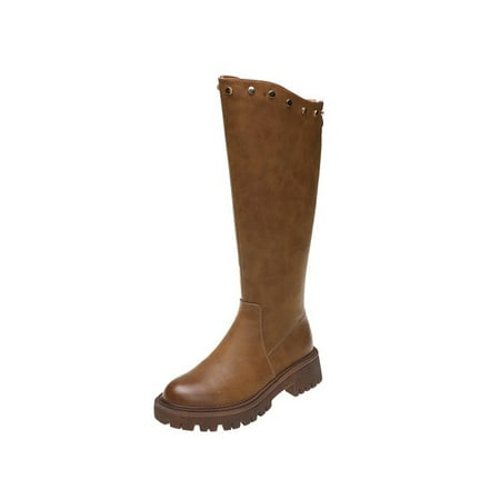 Lacyhop Womens Work Comfort Riding Boots Waterproof Fashion Winter Knee High Shoes Casual Rivets Brown 7
Lacyhop Womens Work Comfort Riding Boots Waterproof Fashion Winter Knee High Shoes Casual Rivets Brown 7