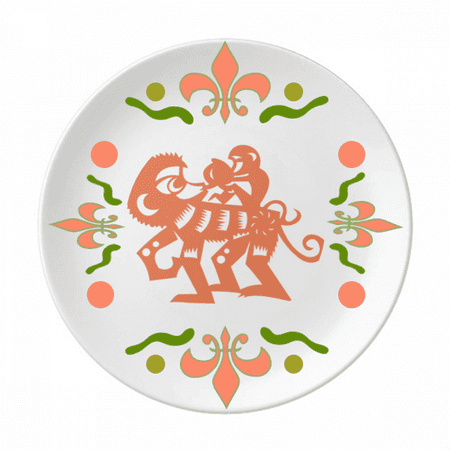 Year Of Monkey Animal China Zodiac Flower Ceramics Plate Tableware Dinner Dish