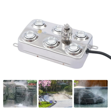 Ultrasonic Mist Maker 6-Head Fogger For Water Fountain Pond w/Power Supply