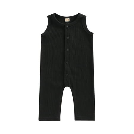 Suanret Infant Baby Boys Girls Waffle Romper Solid Color Round Neck Sleeveless Button-down Jumpsuit Black 6-9 Months
Suanret Infant Baby Boys Girls Waffle Romper Solid Color Round Neck Sleeveless Button-down Jumpsuit Black 6-9 Months