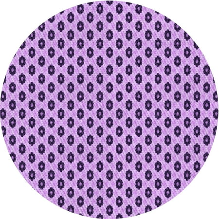 Ahgly Company Indoor Round Patterned Pastel Purple Pink Area Rugs 6 Round