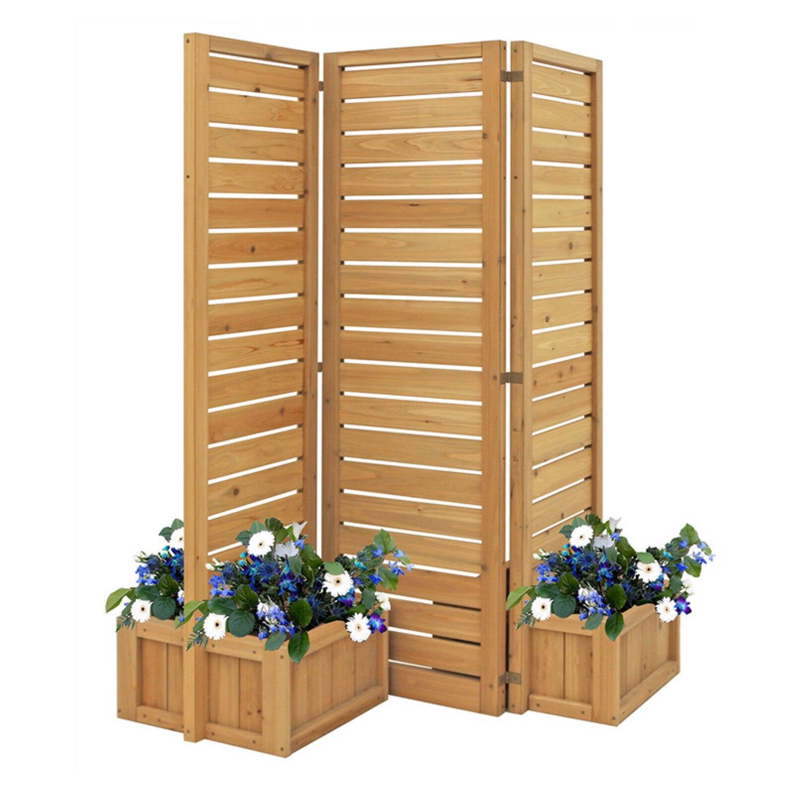 Yardistry Fusion Privacy Screen With Planters Brown Walmart