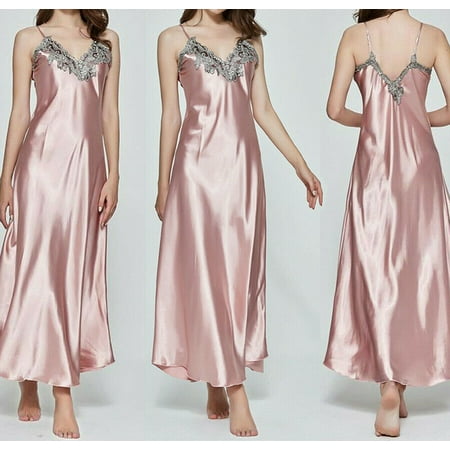 Women V-neck Satin Silk Lace Lingerie Night Dress Fashion Summer Nightgown Sleepwear sundress Sleeveless strap Long dress
Women V-neck Satin Silk Lace Lingerie Night Dress Fashion Summer Nightgown Sleepwear sundress Sleeveless strap Long dress