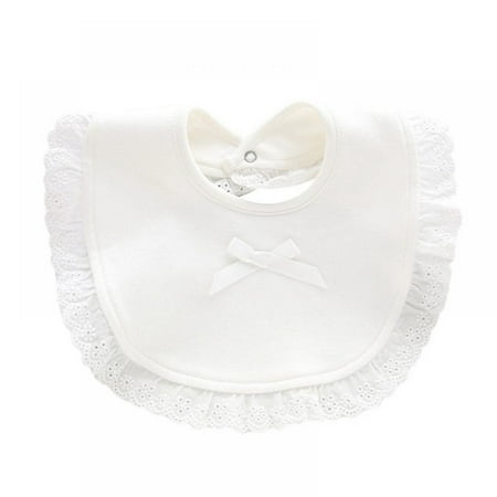 Baby Girl Snap Button Cotton Bib Bowknot Lace Bib Waterproof Saliva Towel(0-2T)