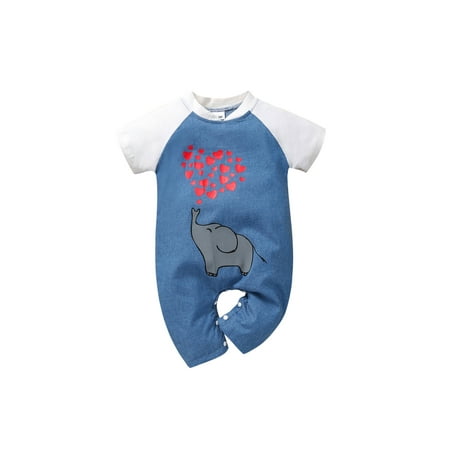 Newborn Baby Short Sleeve Romper Cartoon Elephant Printed Button Patchwork Simple Style Playsuit Casual Bodysuit 
Newborn Baby Short Sleeve Romper Cartoon Elephant Printed Button Patchwork Simple Style Playsuit Casual Bodysuit