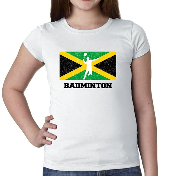 Jamaica Olympic - Badminton - Flag - Silhouette Girl's Cotton Youth T-Shirt