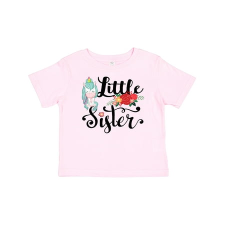 Inktastic Floral Unicorn Little Sister Gift Toddler Toddler Girl T-Shirt