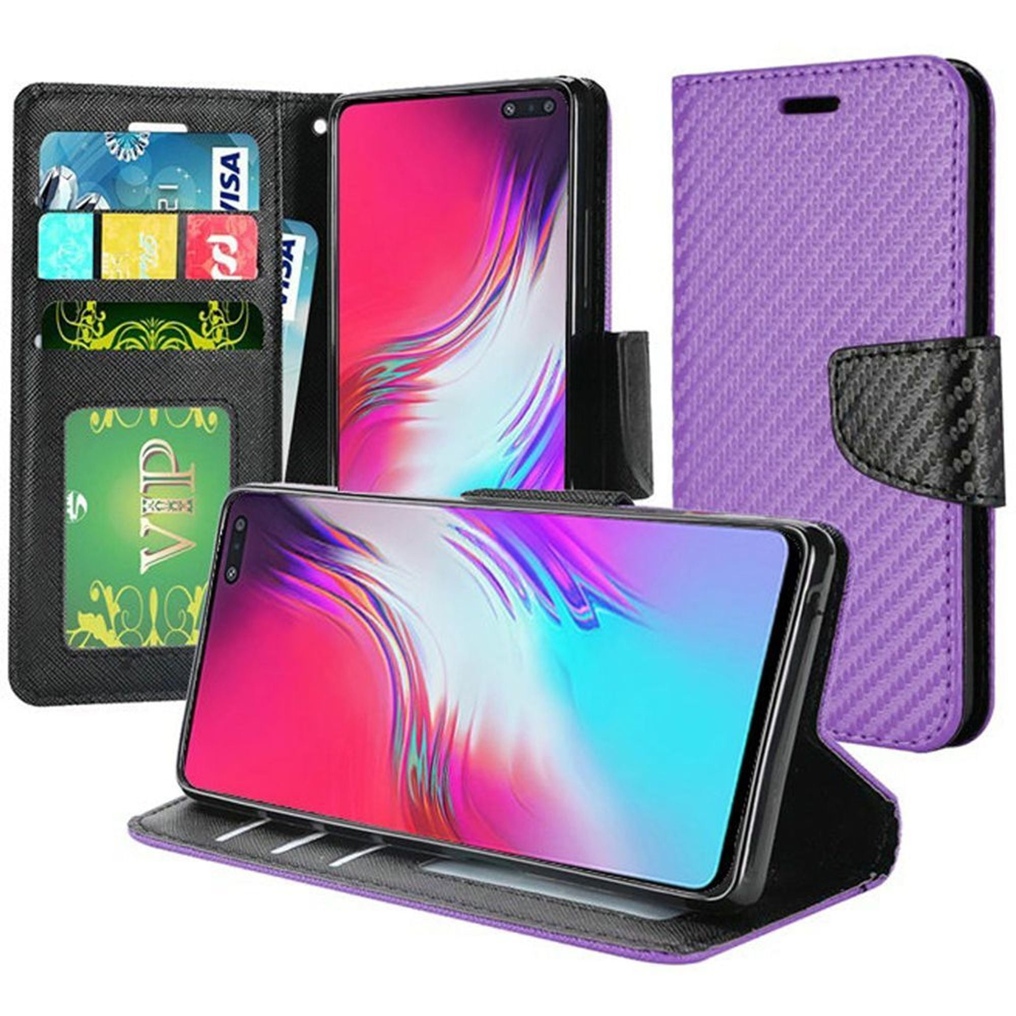 For Samsung Galaxy S10 5G Case By Insten Carbon Fiber Folio Flip