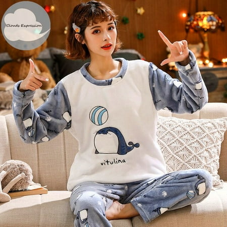 QWZNDZGR Winter Flannel Women Sleepwear Pajamas Girls Cartoon Print Pajama Set Pullover Coral Fleece Pijamas Mujer Home Suits 3XL
QWZNDZGR Winter Flannel Women Sleepwear Pajamas Girls Cartoon Print Pajama Set Pullover Coral Fleece Pijamas Mujer Home Suits 3XL