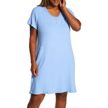 Women s La Cera 2555X Plus Comfort Short Gown (Blue 1X)