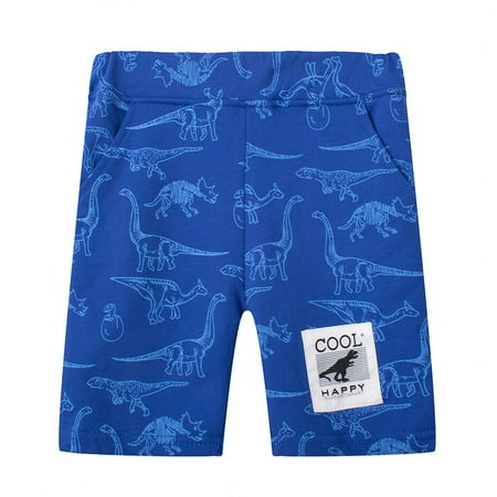 Toddler Kids Boys Dinosuar Printed Pocket Drawstring Athletic Jogger Shorts