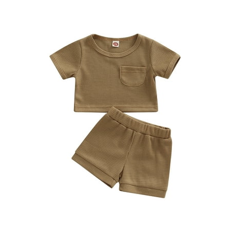 ZIYIXIN 2Pcs Toddler Baby Boys Summer Outfits Short Sleeve O Neck Tops + Drawstring Shorts Sets Brown 0-6 Months
ZIYIXIN 2Pcs Toddler Baby Boys Summer Outfits Short Sleeve O Neck Tops + Drawstring Shorts Sets Brown 0-6 Months