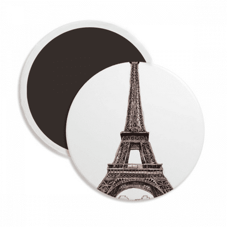 Paris Eiffel Tower in France Round Ceracs Fridge Magnet Keepsake Decoration