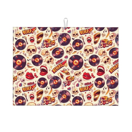 Dish Drying Mat rock music Skull record Absorbent Microfiber Kitchen Mat Heat Resistant Drying Mat Kitchen Counter for Dishes Utensils Pots Pans Drainer Mats 18x24in
Dish Drying Mat rock music Skull record Absorbent Microfiber Kitchen Mat Heat Resistant Drying Mat Kitchen Counter for Dishes Utensils Pots Pans Drainer Mats 18x24in