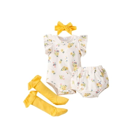 Gwiyeopda Baby Girls Romper Outfits Infant Fly Sleeve Bodysuit Shorts Headband Socks Set
Gwiyeopda Baby Girls Romper Outfits Infant Fly Sleeve Bodysuit Shorts Headband Socks Set