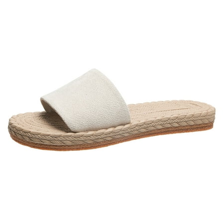 Cathalem Ladies Fashion Solid Color Suede Strap Straw Woven Bottom Flat Open Toe Slippers Beige 40
Cathalem Ladies Fashion Solid Color Suede Strap Straw Woven Bottom Flat Open Toe Slippers Beige 40