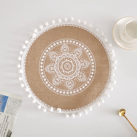 Mduoduo Linen Table Mat Lace Placemat Set Natural Jute Woven Tableware Mat Round 38cm
Mduoduo Linen Table Mat Lace Placemat Set Natural Jute Woven Tableware Mat Round 38cm