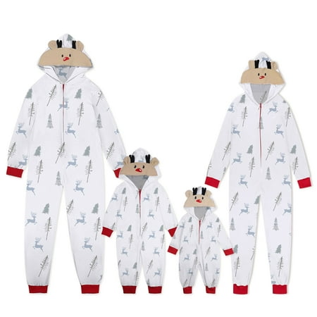 

YYDGH Matching Family Christmas Onesies Pajamas Sets Elk Antler Hooded Romper Pjs Xmas Tree Family Loungewear Jumpsuit Outfits