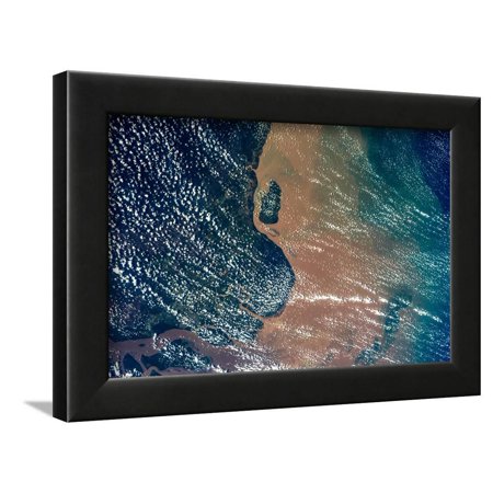 Satellite view of coastal area of Amapa State, Brazil Framed Print Wall Art
