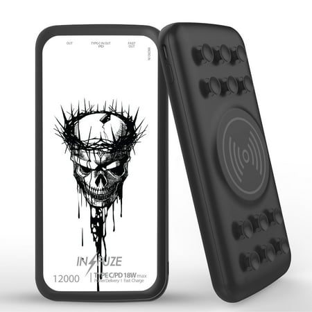 INFUZE Qi Wireless Portable Charger for Samsung Galaxy S21 FE Battery (12000 mAh 18W Power Delivery USB-C/USB-A Quick Charge 3.0 Ports Suction Cups) with Touch Tool - Crown of Thorns Skull
INFUZE Qi Wireless Portable Charger for Samsung Galaxy S21 FE Battery (12000 mAh 18W Power Delivery USB-C/USB-A Quick Charge 3.0 Ports Suction Cups) with Touch Tool - Crown of Thorns Skull