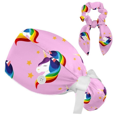Working Cap with Buttons and Sweatband Scrub Hat Bouffant Caps with Scrunchie Unicorn Tie Back Hats
Working Cap with Buttons and Sweatband Scrub Hat Bouffant Caps with Scrunchie Unicorn Tie Back Hats