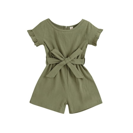wybzd Baby Girls Casual Ruffles Short Sleeve Jumpsuit Fashion Solid Color Playsuits Short Pants with Belt Green 1-2 Years
wybzd Baby Girls Casual Ruffles Short Sleeve Jumpsuit Fashion Solid Color Playsuits Short Pants with Belt Green 1-2 Years