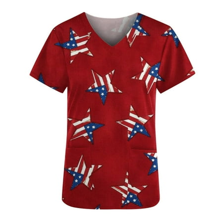 Yourumao Women Clearance Tops Usa Flag Star Graphic Tops for Girls Fall Summer Short Sleeve Deep V Neck Spandex Work Scrub Uniform Tops Womens UV M
Yourumao Women Clearance Tops Usa Flag Star Graphic Tops for Girls Fall Summer Short Sleeve Deep V Neck Spandex Work Scrub Uniform Tops Womens UV M