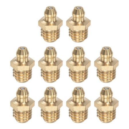Uxcell Brass Straight Hydraulic Grease Fitting Accessories M10 x 1.5mm Thread 10 Pack