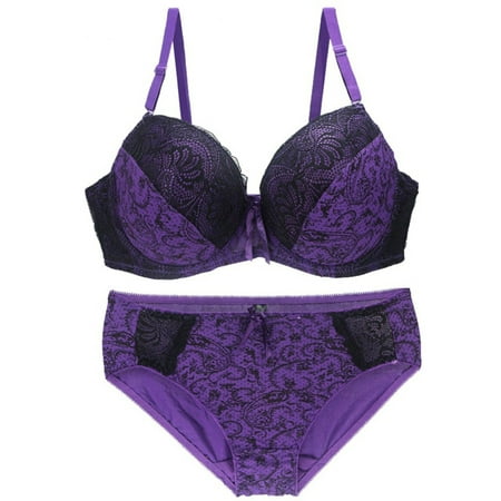 

VERUGU Lingerie Sets for Women Sexy Fashion Alluring Print Bra Underclothes Lace Seductive Pajamas Intimates Set Purple XL