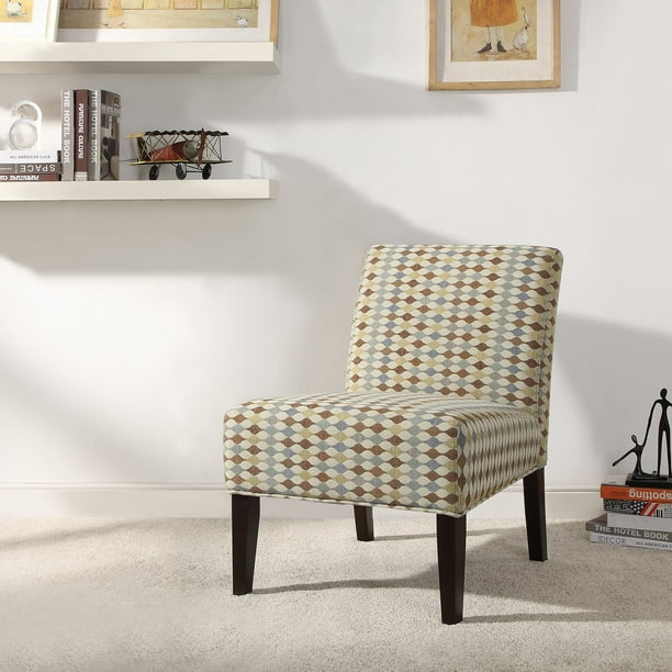 Weston Home Criss Cross Print Fabric Lounger Chair - Rich Espresso
